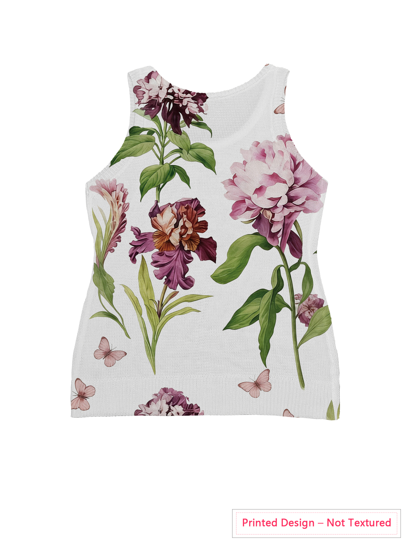 Débardeur d'été à imprimé floral pour femme - Gilet décontracté sans manches en maille, camisole botanique esthétique respirante pour la randonnée en extérieur