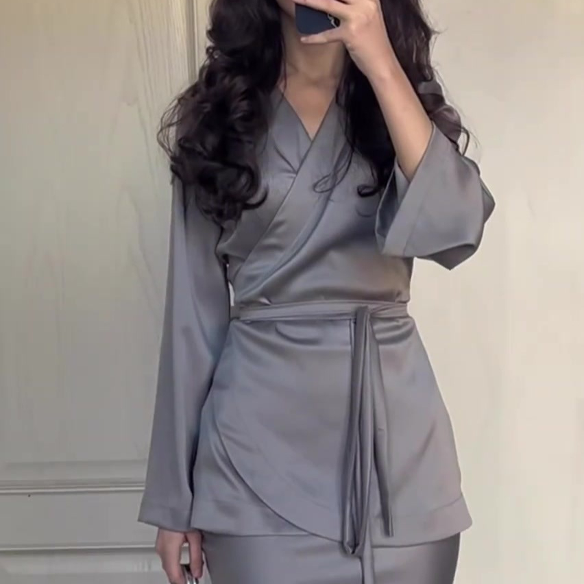 Robe longue à manches longues pour femmes musulmanes, robe de soirée sexy, coupe couvertes, ligne A, lacets, épissure, taille haute, élégante, monochromatique, éducative