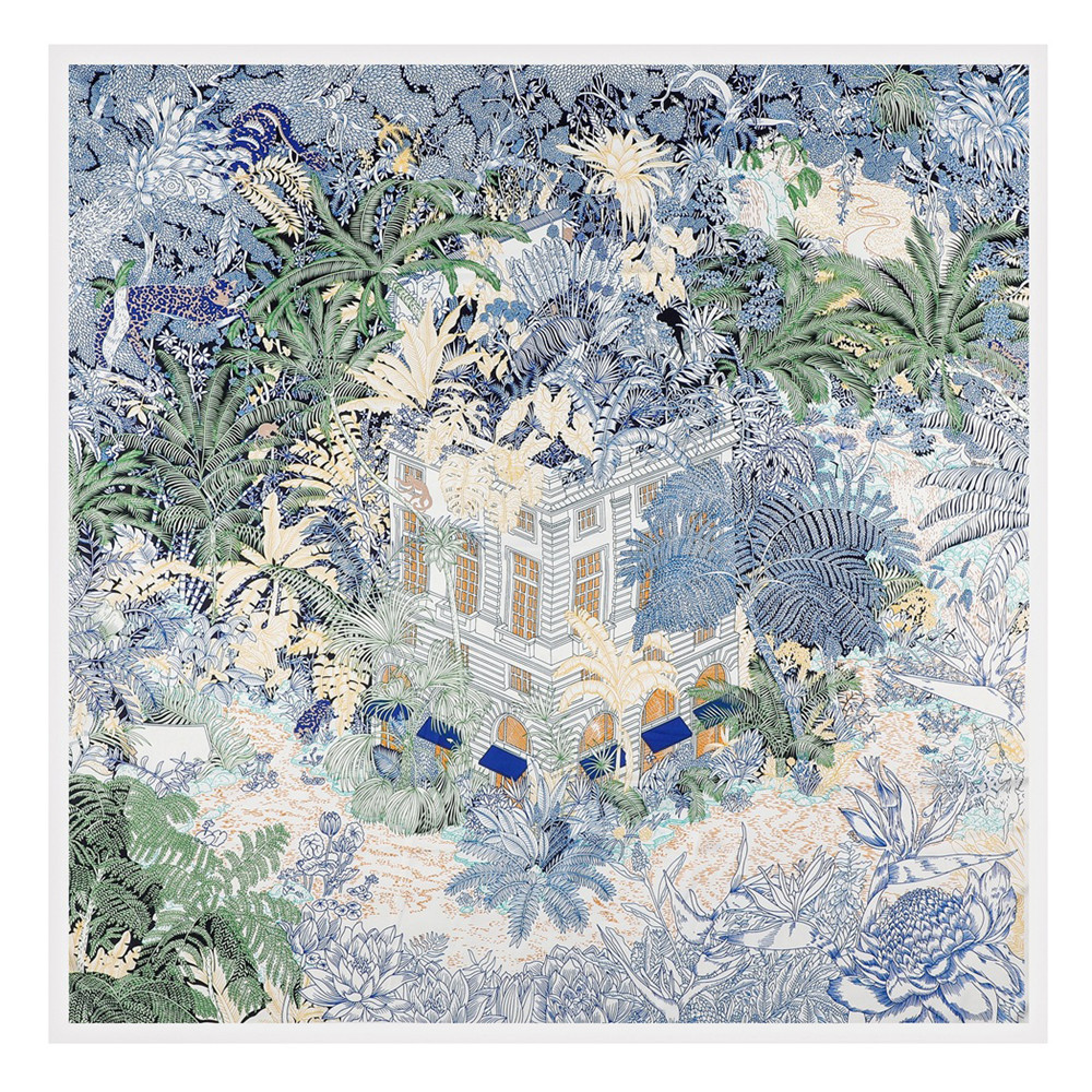 130CM foulard en soie femmes grands châles forêt plante impression étoles carré Bandana luxe Foulard Hijab écharpe femme Foulards Sjaal