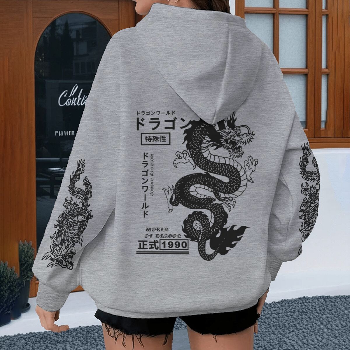 Sweats à capuche imprimés de dragons Harajuku pour hommes et femmes, sweat-shirt décontracté de style japonais sportif printemps automne, vintage unisexe à capuche