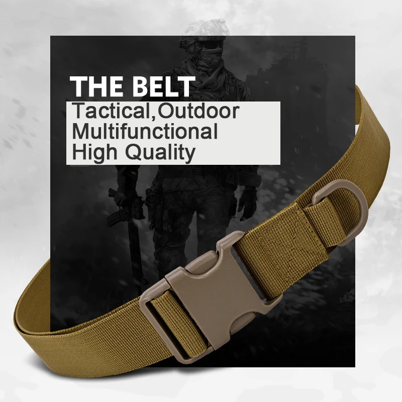 Ceinture de style militaire en toile noire pour homme, dégagement rapide, écharpe, extérieur, chasse, cyclisme, mode, saut, environnement, 125cm