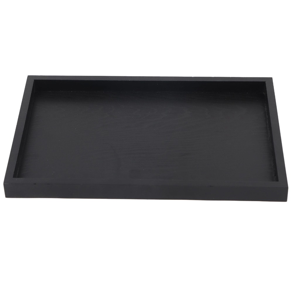 Plateau à collation en bois noir, plateau de service rectangulaire, plateau décoratif, plateau en bois massif, plateau rectangulaire en bois, cuisine et maison