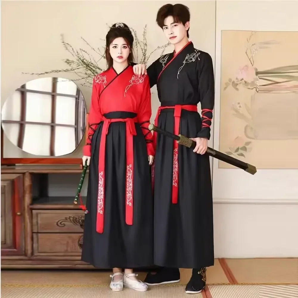 Ensemble de 2 pièces, vêtements traditionnels pour hommes, vêtements vintage, cosplay, robe chinoise Hanfu, broderie, vêtements pour femmes, style ethnique
