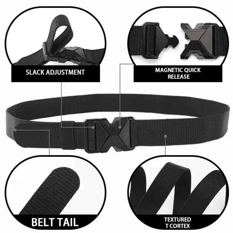 Ceintures tactiques multi-styles pour hommes, ceinture à boucle en nylon tressé, légère et respirante, pour les trajets quotidiens, nouvelle collection