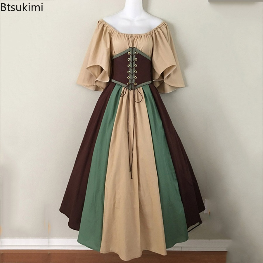 Robe chemise corset pour femmes, costume de fée elfe de la Renaissance, robe médiévale d'Halloween, manches bouffantes, pour adulte, taille 5XL