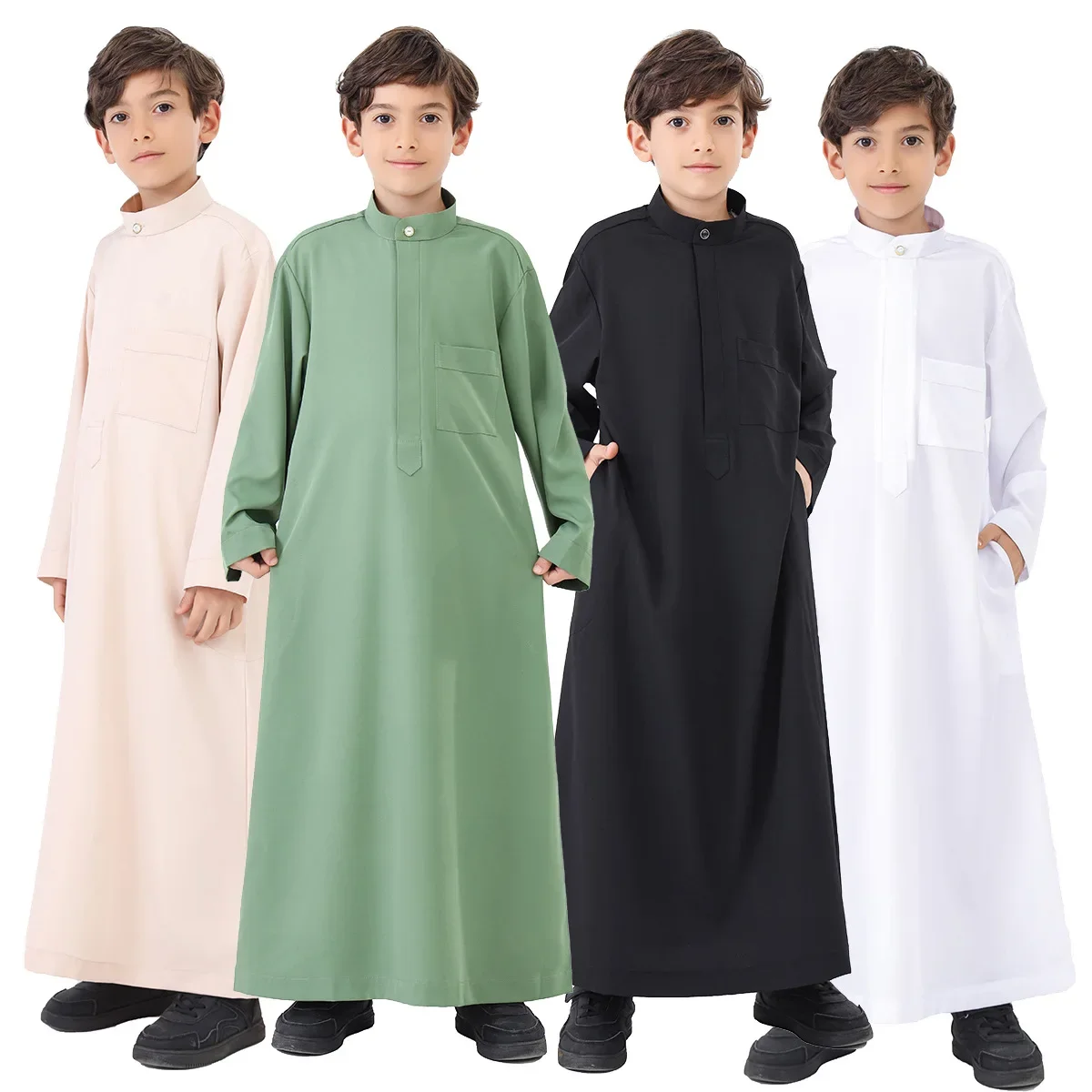 Eid garçons vêtements musulmans Robe arabe saoudienne enfants Abaya caftan prière Islam vêtements enfant Abaya Robe Ramadan Jubba Thobe Djellaba