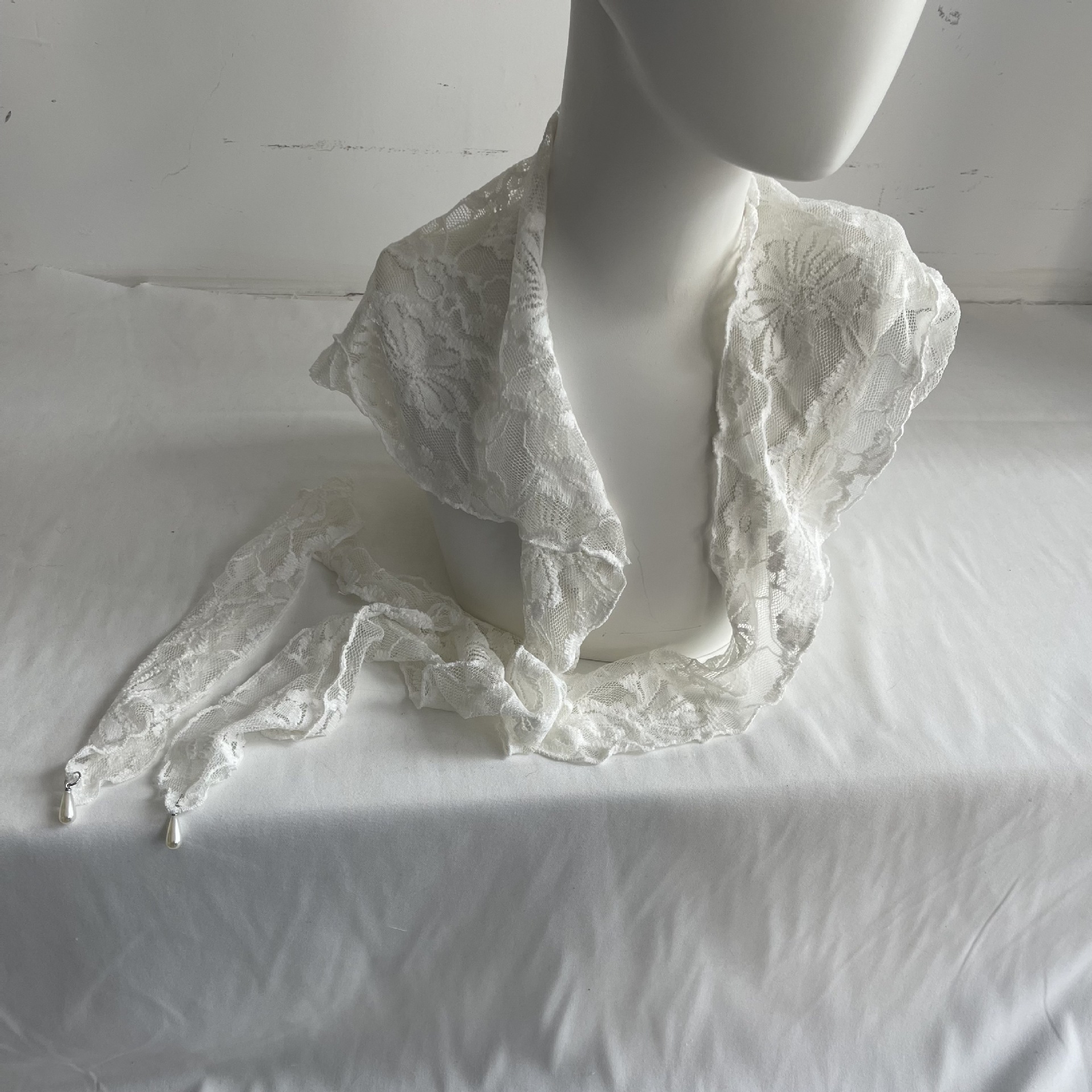 Nouveauté Printemps : Foulard en Soie Coréen Ins pour Filles, Style Lolita, Dentelle Creuse, Polyvalent, pour Décoration Photo et Accessoire de Mode Kawaii pour Femmes
