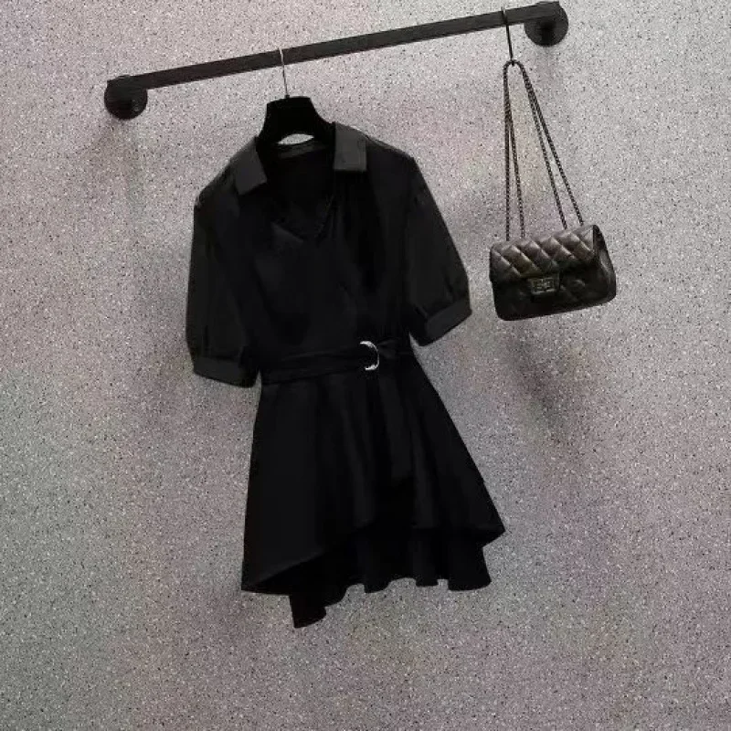 Chemise courte taille haute à manches longues pour femmes, chemisiers d'été, chemise de travail élégante décontractée, coupe couvertes, blanc, noir, haut Y2K, printemps, nouveau, 2025