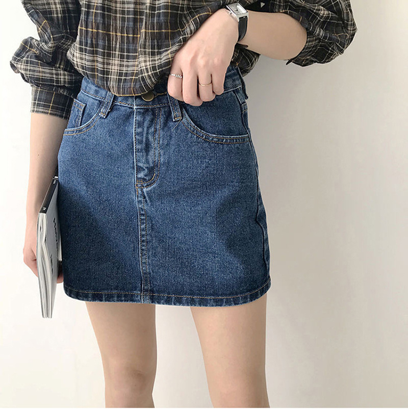 Jupe courte amincissante taille haute, Version coréenne, nouveau Style Ins, sac rétro en Denim, jupe de hanche pour éviter d'un mot