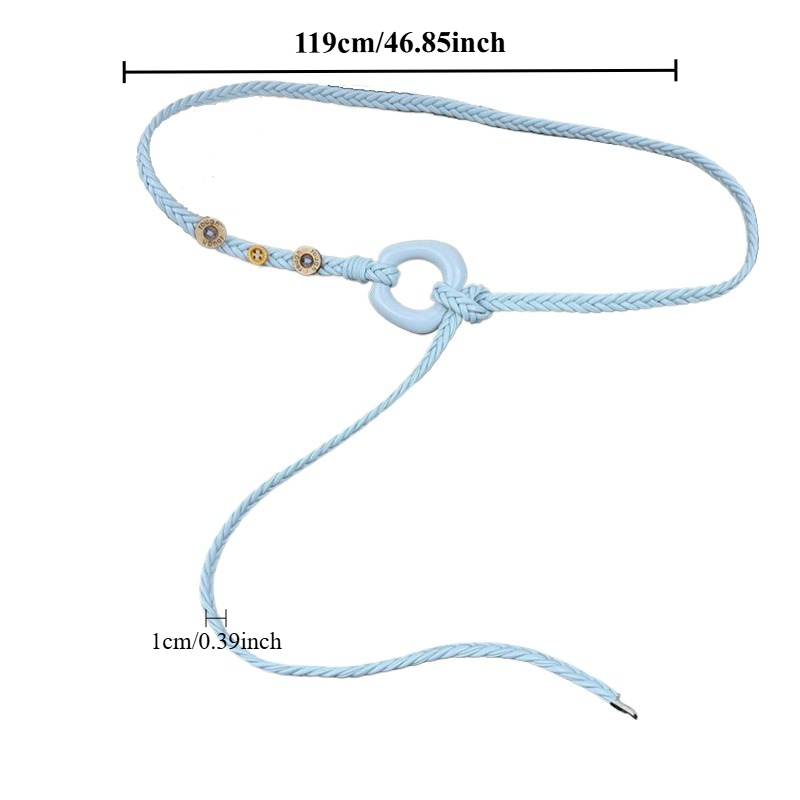 Ceinture tressée pour femme de style bohème rétro à la mode, ceinture unique minimaliste à boucle ovale nouée à porter avec des robes