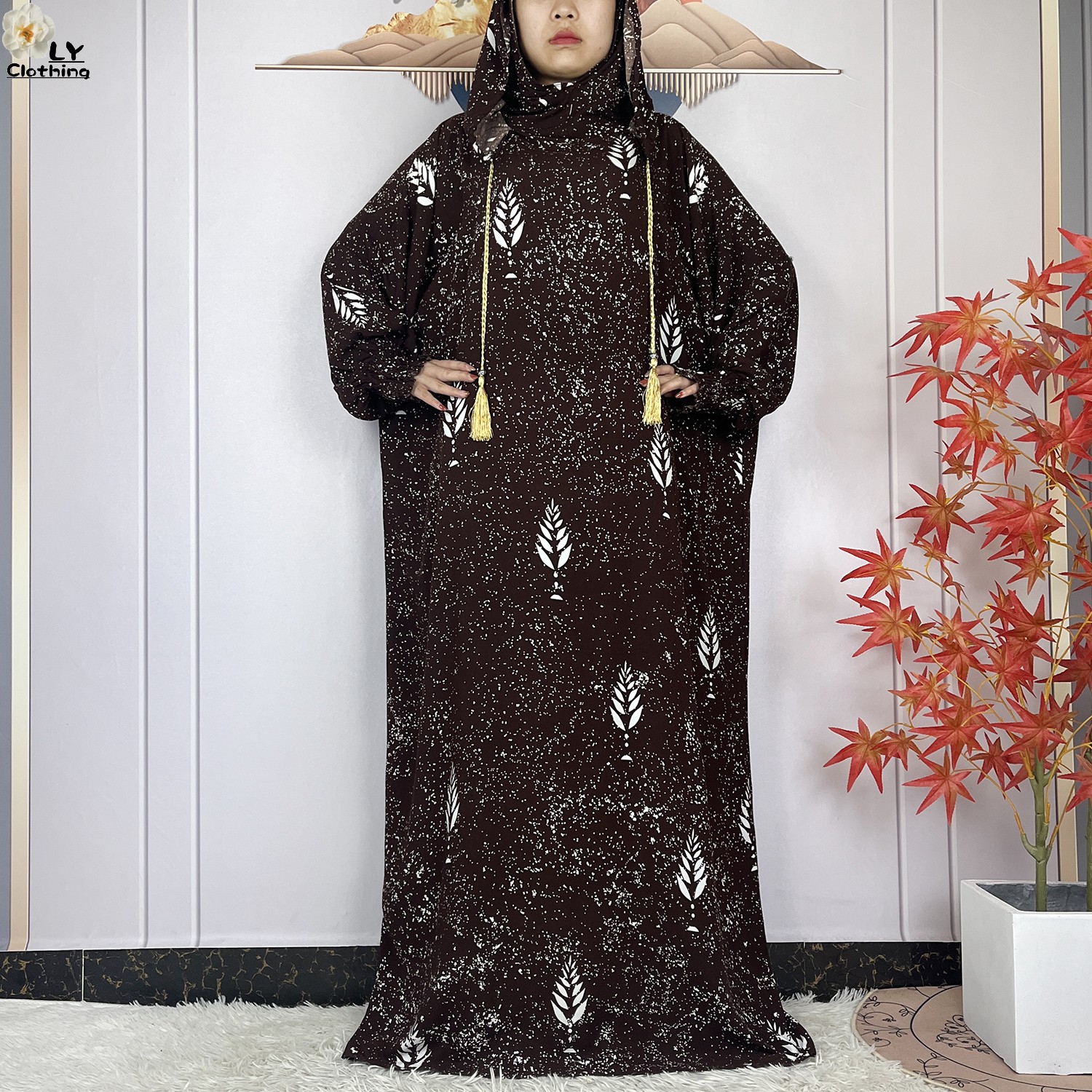 Nouveau Style africain musulman pour les femmes Ramadan prière deux pièces à capuche en coton ample à manches longues Abayas Femme Robe dubaï Islam Robe