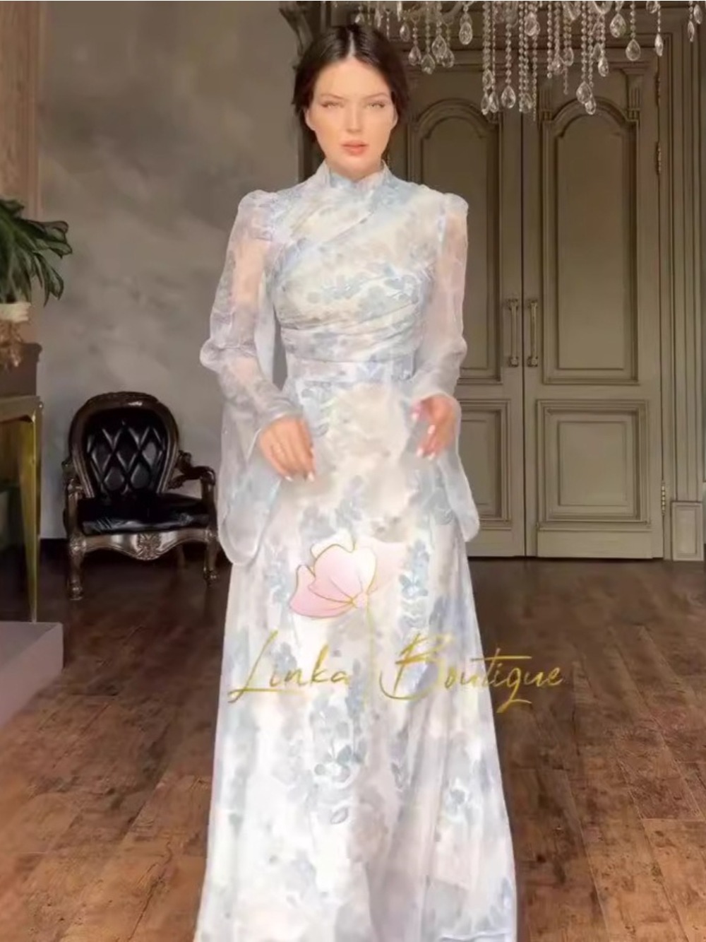 Eid Robe de soirée femmes fleur imprimé pansement coupe ajustée musulman Abaya à manches longues Jalabiya Ramadan robes Largos arabe longue Robe