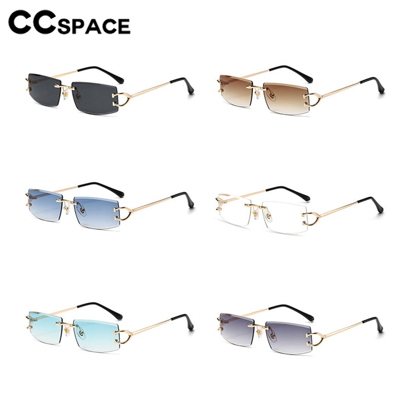 Lunettes de soleil carrées sans monture pour femmes, lunettes de soleil dégradées, lunettes de soleil décontractées, protection solaire, créateur de marque, luxe, nouveau, 300409