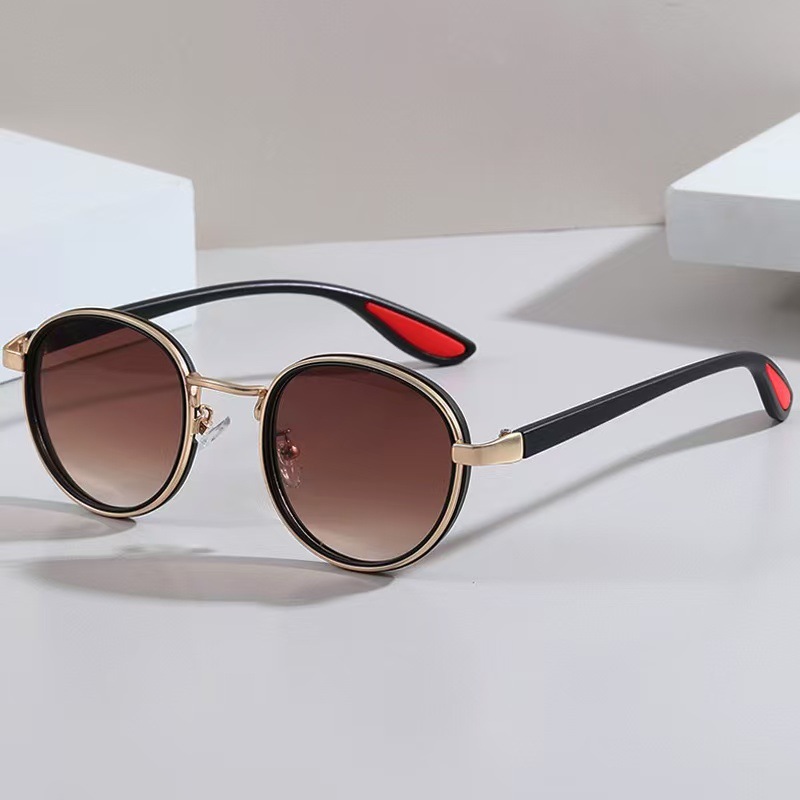 Lunettes de soleil rondes à monture TR Vintage pour femmes et hommes, Design de marque de luxe rétro, lentille noire, UV400