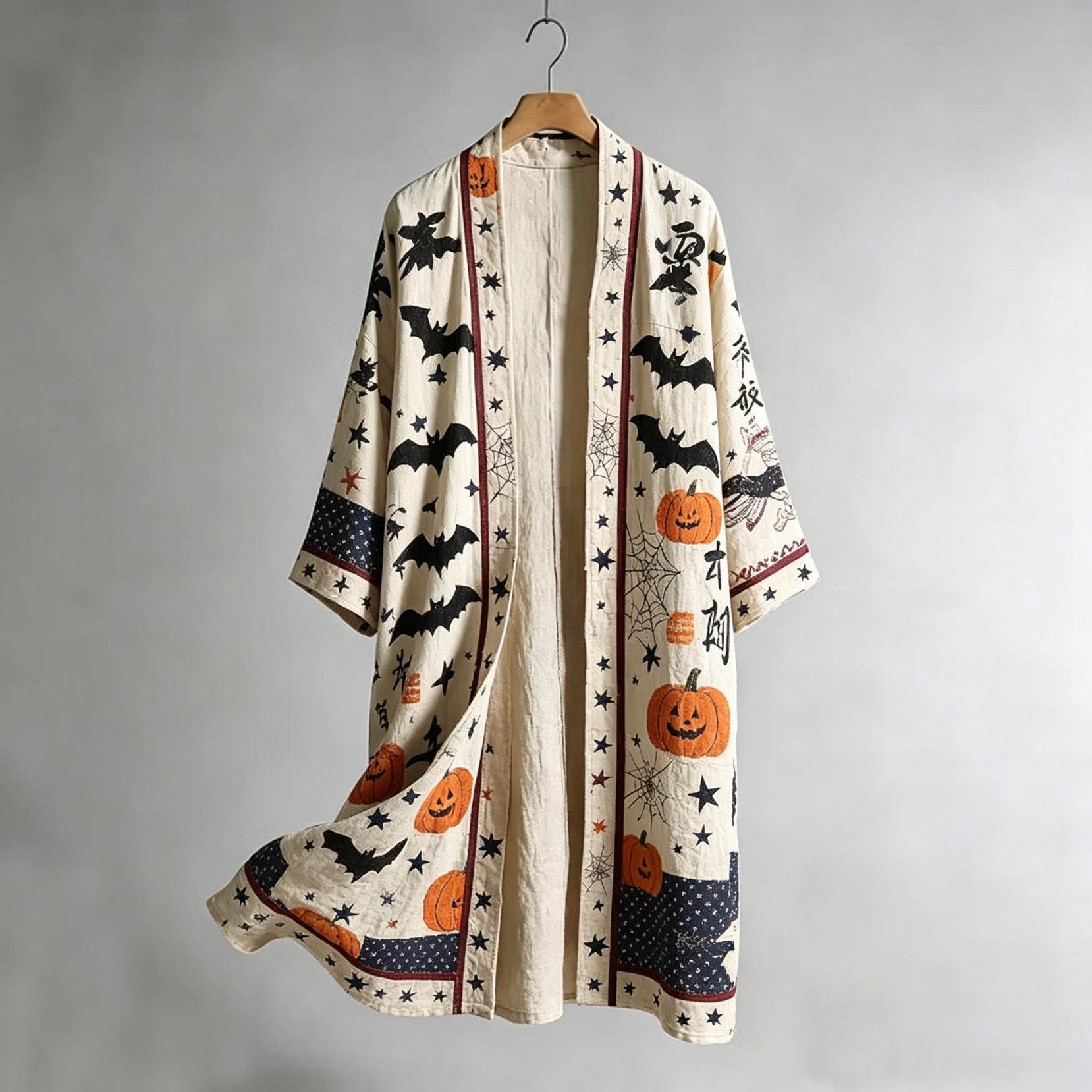 Robe longue de style kimono pour femme, série Spring Song, style naturel, imprimé art corporel intégral, manches longues larges, kimono 2026