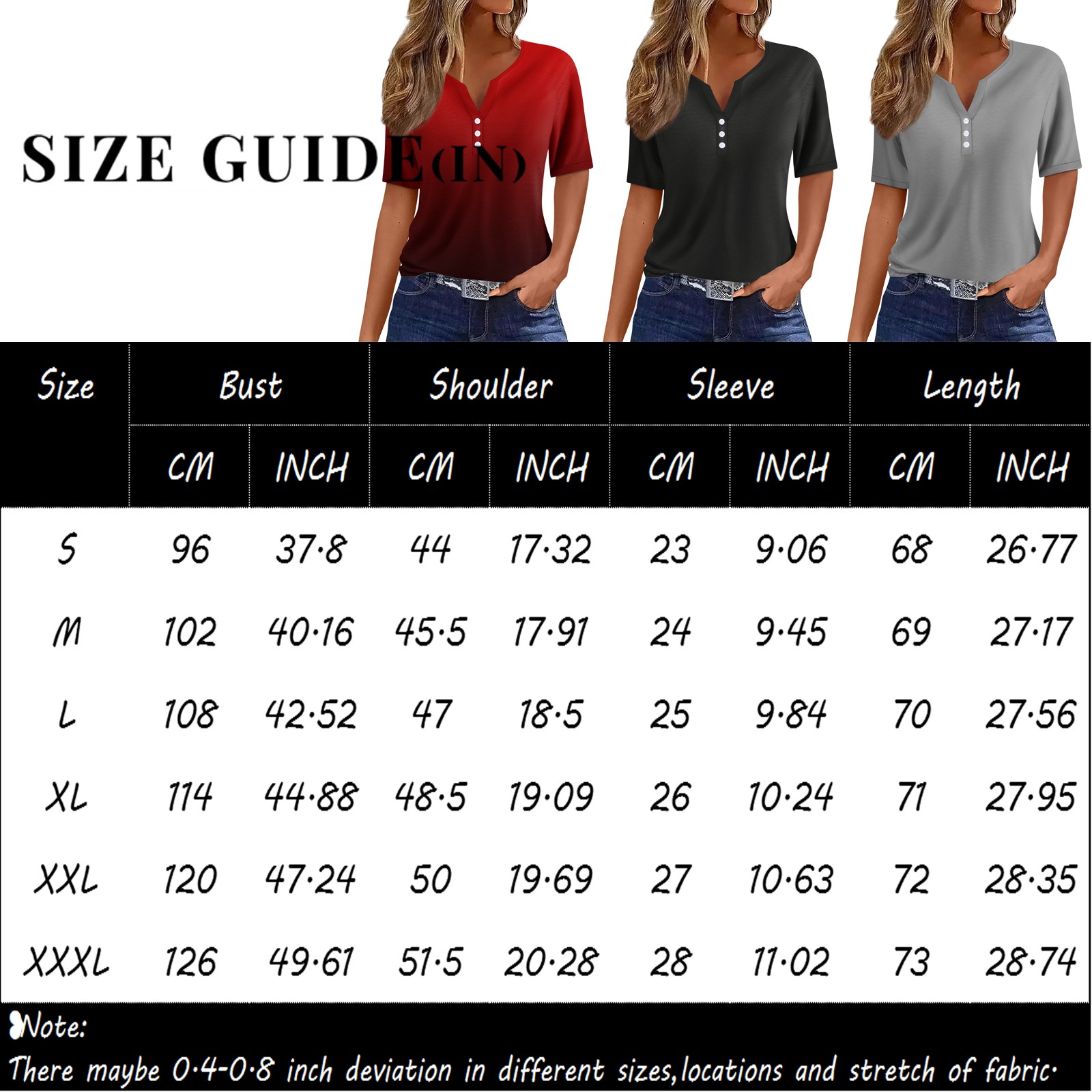 Femmes été à la mode Simple décontracté mode bouton t-shirt col en V à manches courtes solide pull ample hauts grande taille Ropa De Mujer
