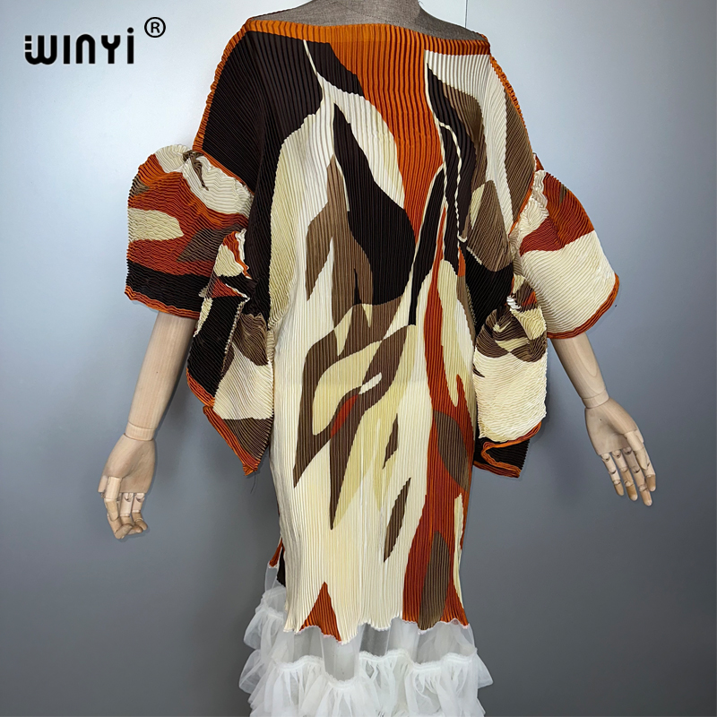 WINYI Robe ample plissée élastique, paréo de plage, kaftan, abaya, robe de soirée de luxe Dubaï, abaya pour femme musulmane