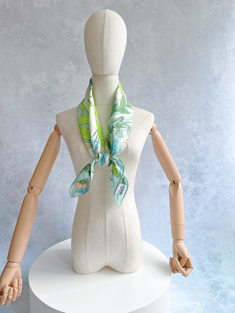 Fleurs vert haute qualité nouveau chez les femmes Foulard roulé à la main Foulard de luxe 90 cm fleur carré écharpe 90x90 cm