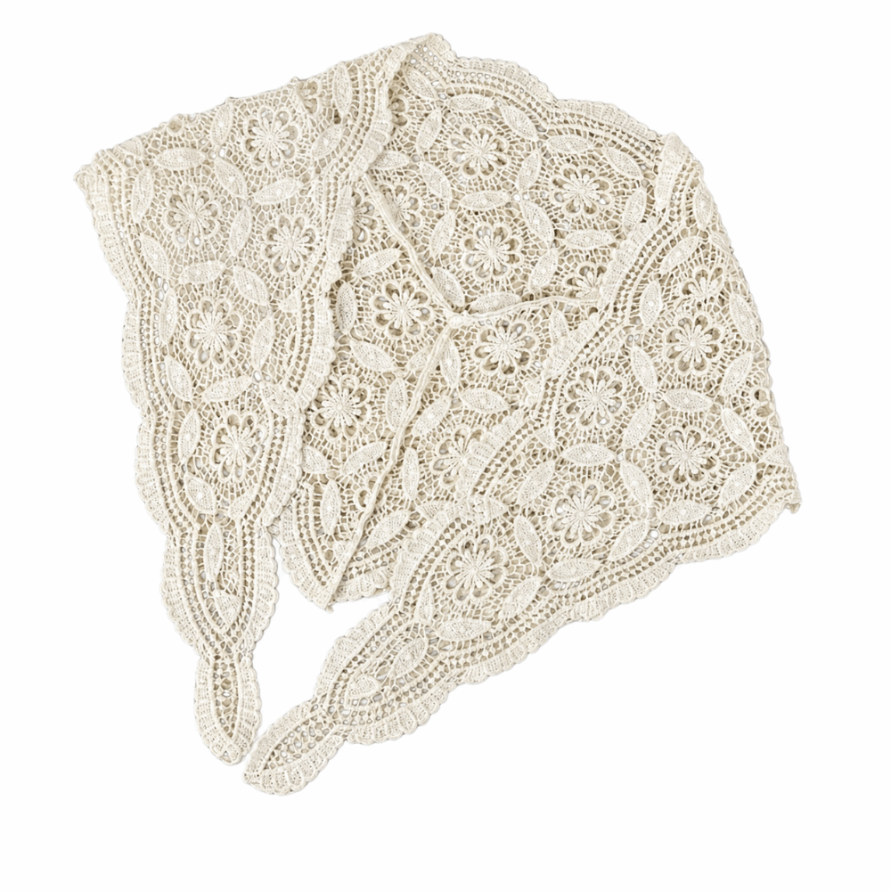 Foulard tricoté ajouré beige tendance, accessoires pour cheveux, foulard triangulaire, bandeaux pour femmes