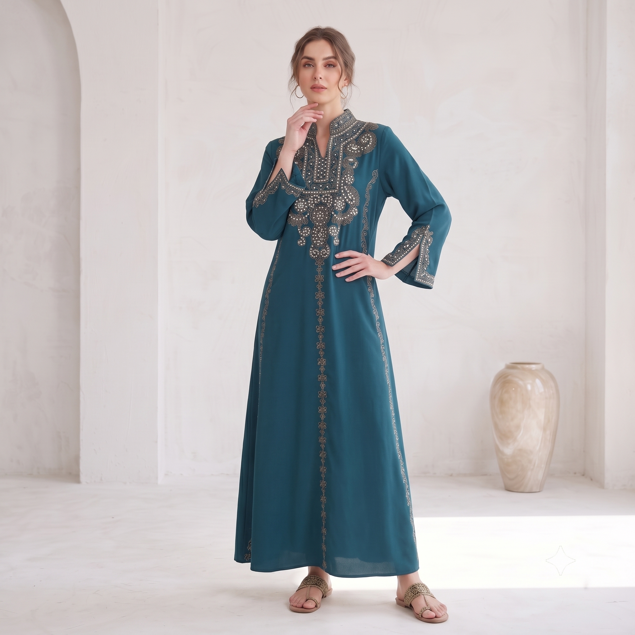 Robes traditionnelles et abayas pour femmes Aiyu Nuex, broderie exquise, abaya femme, perles et strass, kaftan long et ample