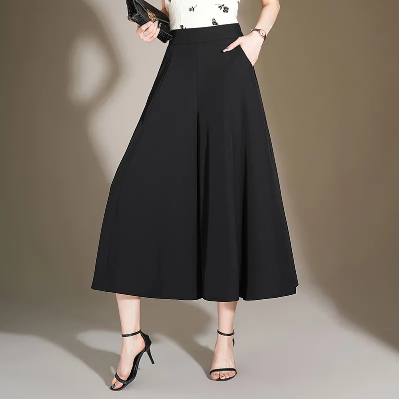 Nouveau pantalon à jambes larges femmes 2024 printemps été mode taille haute dames jupes pantalon tempérament polyvalent dame pantalon