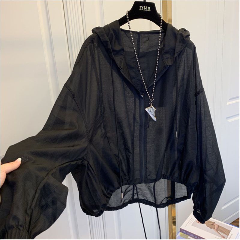 Manteau en soie glacée pour femme, nouvelle collection été 2026, léger, fin, avec capuche