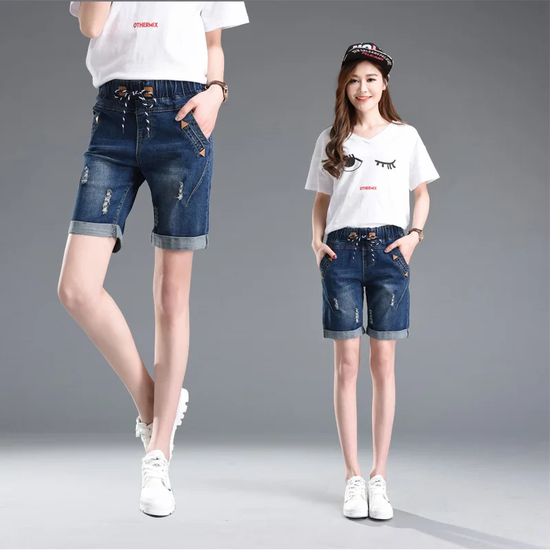 Short en Denim pour femmes, grande taille, pour étudiantes d'été, Fat MM, en coton, pour dames, cinq Points, jambes larges, sarouel, 2024