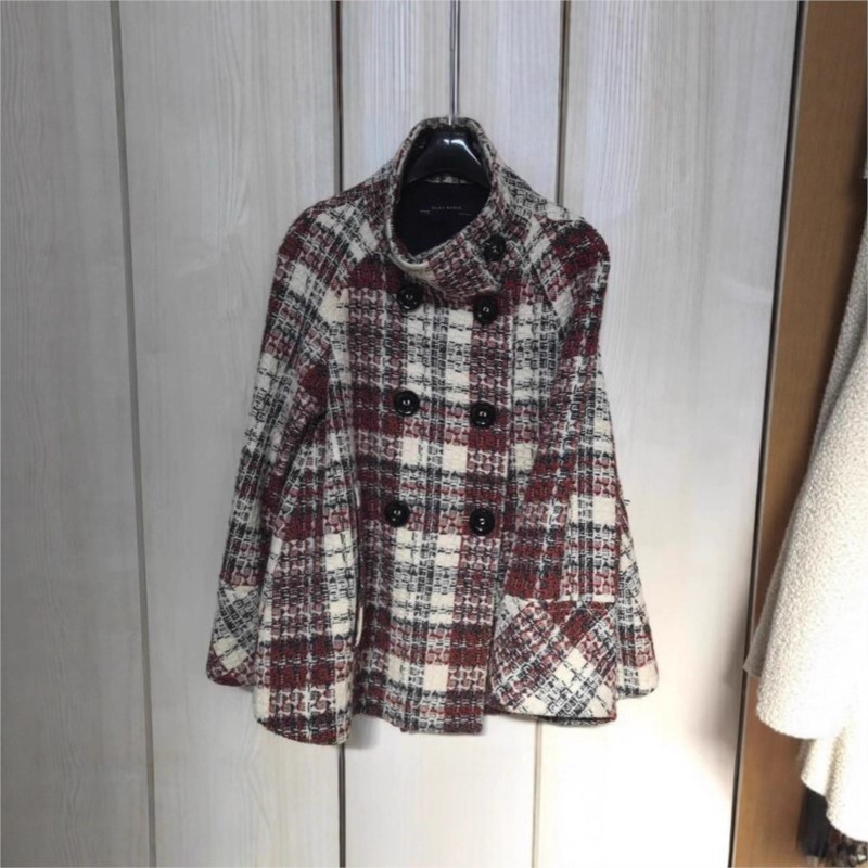 Femme manteaux d'hiver élégant chaud Plaid col montant poche manteau mode manteaux amples polyvalent décontracté femme veste nouveaux vêtements d'extérieur