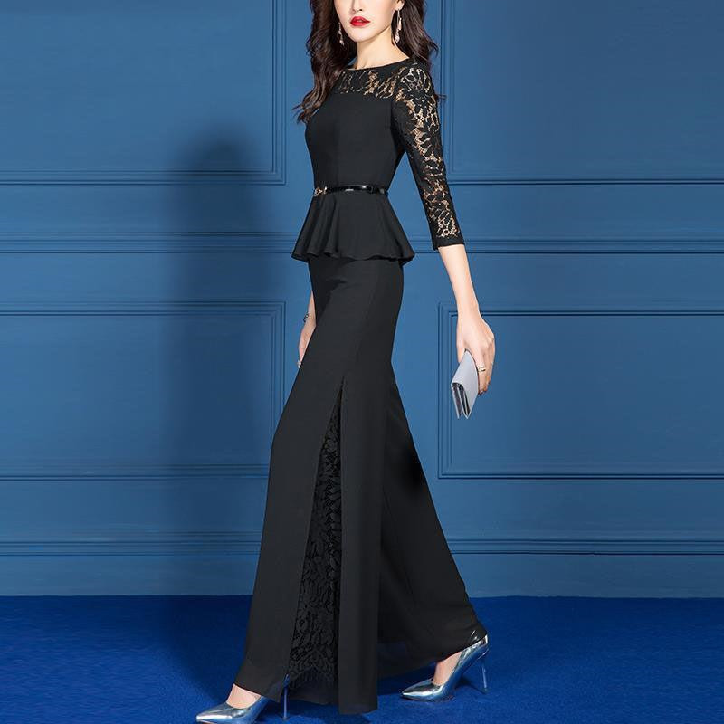 Femmes élégantes tenues 2025 printemps été pantalons de travail costumes OL 2 pièces coréen ample large jambe pantalon femme décontracté dentelle ensemble