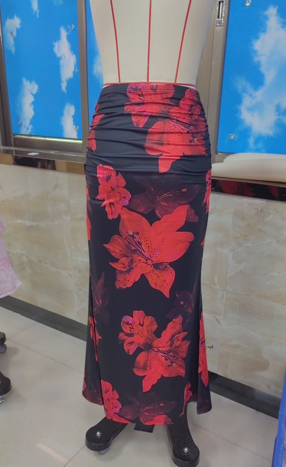 Jupe trapèze plissée pour femmes, Vintage, imprimé floral, froncée, moulante, été, loisirs, vacances, jupe longue