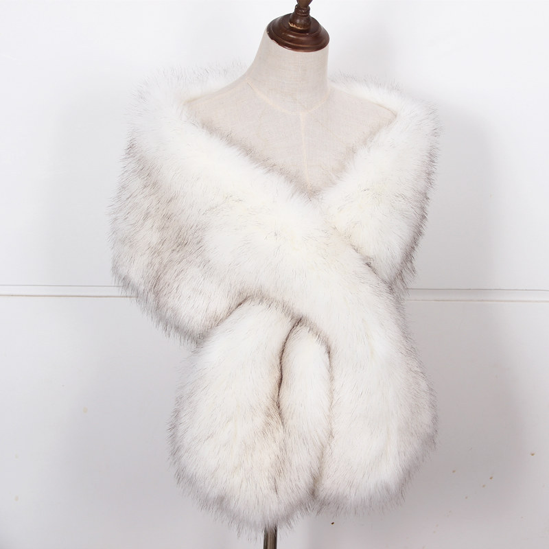 Hiver fausse fourrure châle grande écharpe moelleuse cou plus chaud femmes col en fourrure mariage mariée formelle soirée fête haussement d'épaules accessoires