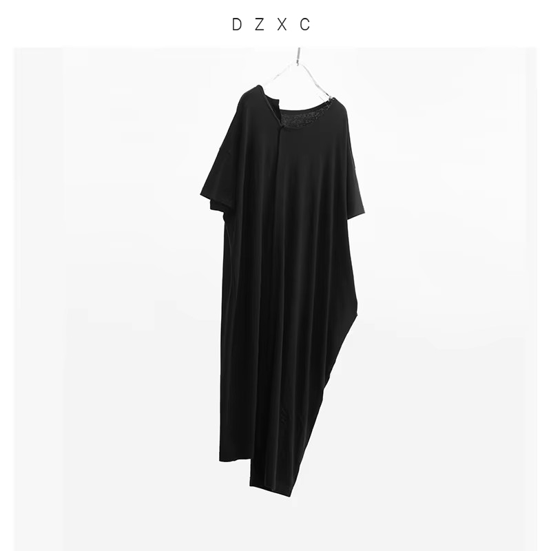 Jupe longue décontractée pour femmes, jupe asymétrique mi-longue, robe t-shirt en coton et lin, coupe ample, nouveau style d'été