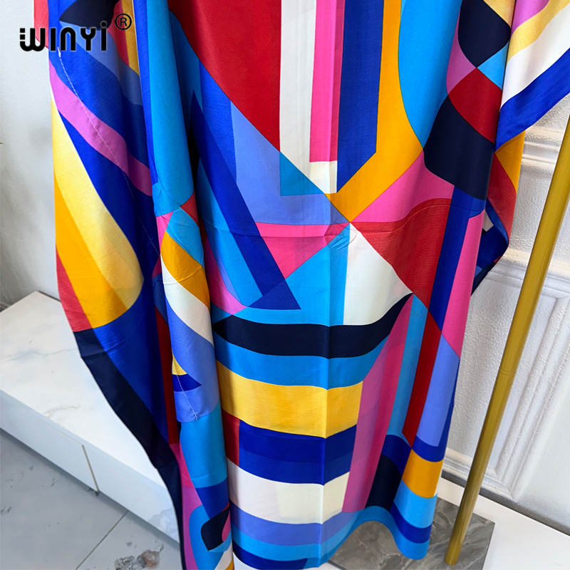 WINYI-Robe de soirée maxi pour femmes musulmanes, kaftan africain, imprimé Boho, abaya de plage, dubaï, luxe, mode, été