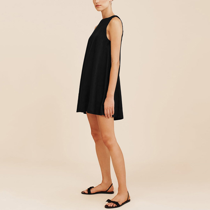 Robe élégante en coton et lin pour femmes, Mini robe d'été courte sans manches, plage, vacances, Streetwear, mode décontractée