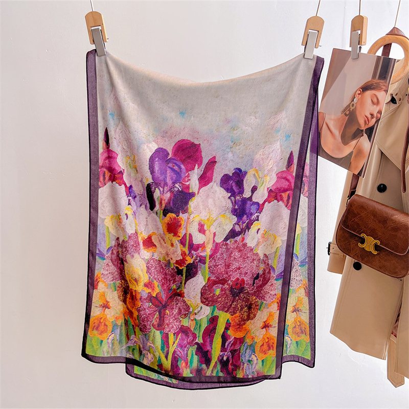 Foulards de luxe en laine et soie, châle Design chaud d'hiver, écharpe élégante pour femmes, Hijab Pashmina Bufanda, Long Foulard féminin 2025