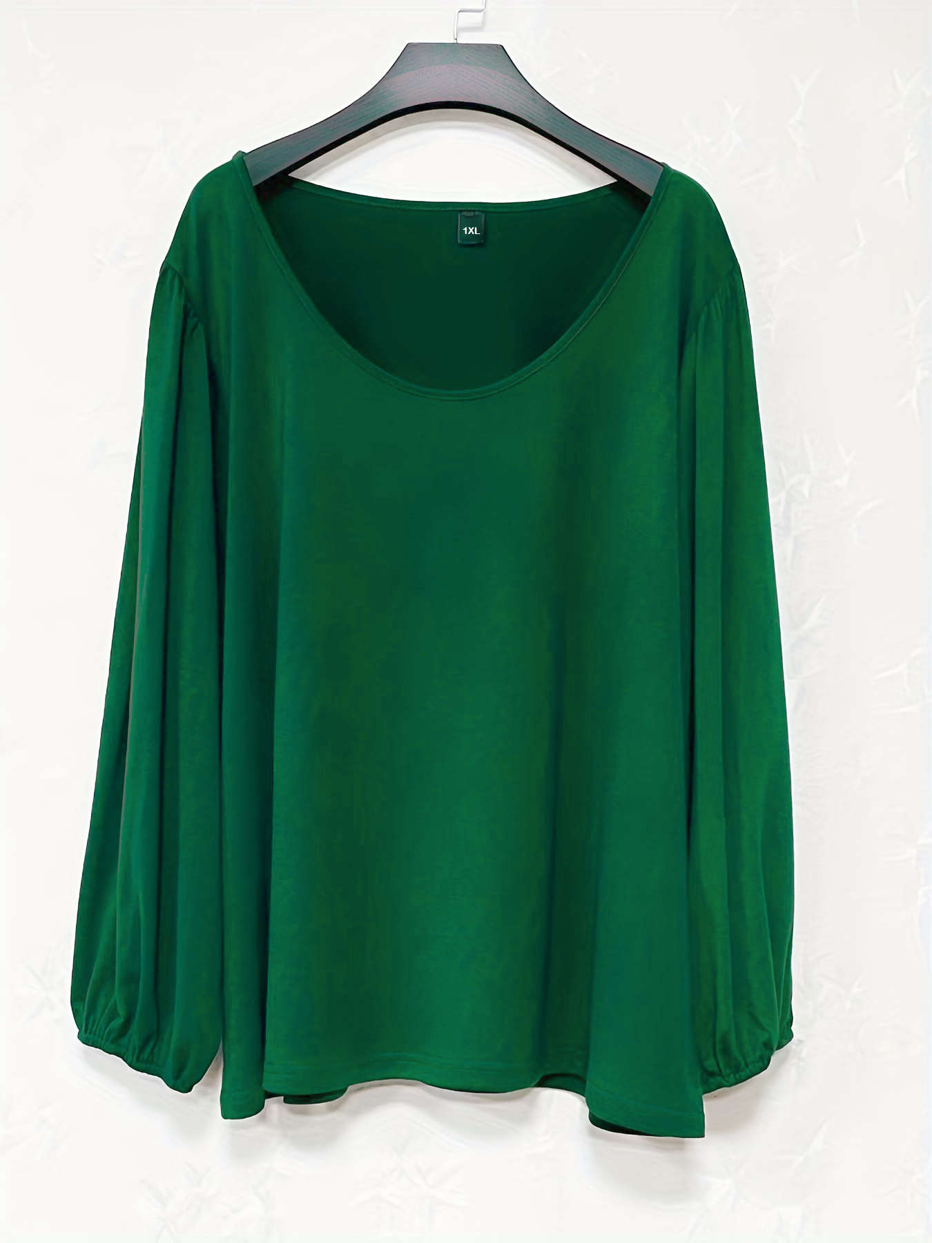 Haut à manches longues en fibre de polyester pour femme, grande taille, simple, polyvalent, basique, lanterne élastique, confortable, mode printemps et automne