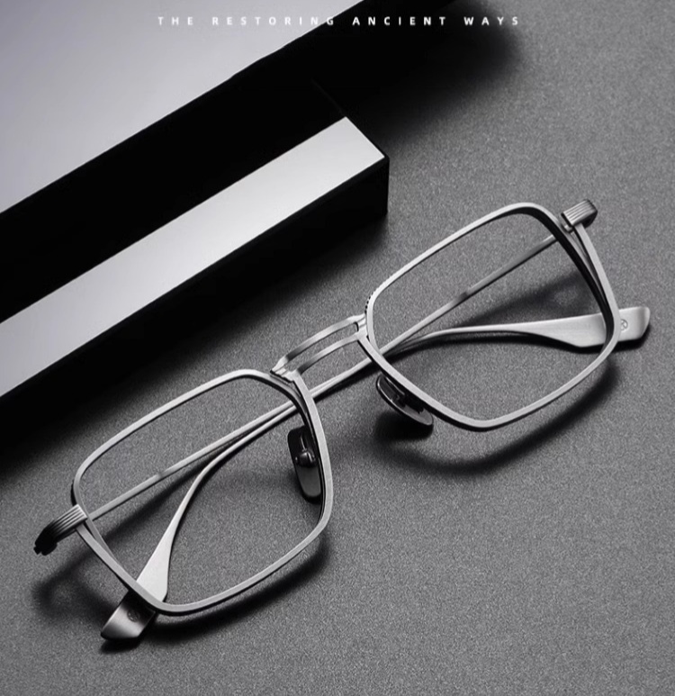 Lunettes pour homme, montures optiques carrées en métal vintage avec verres transparents, verres anti-lumière bleue, design de luxe