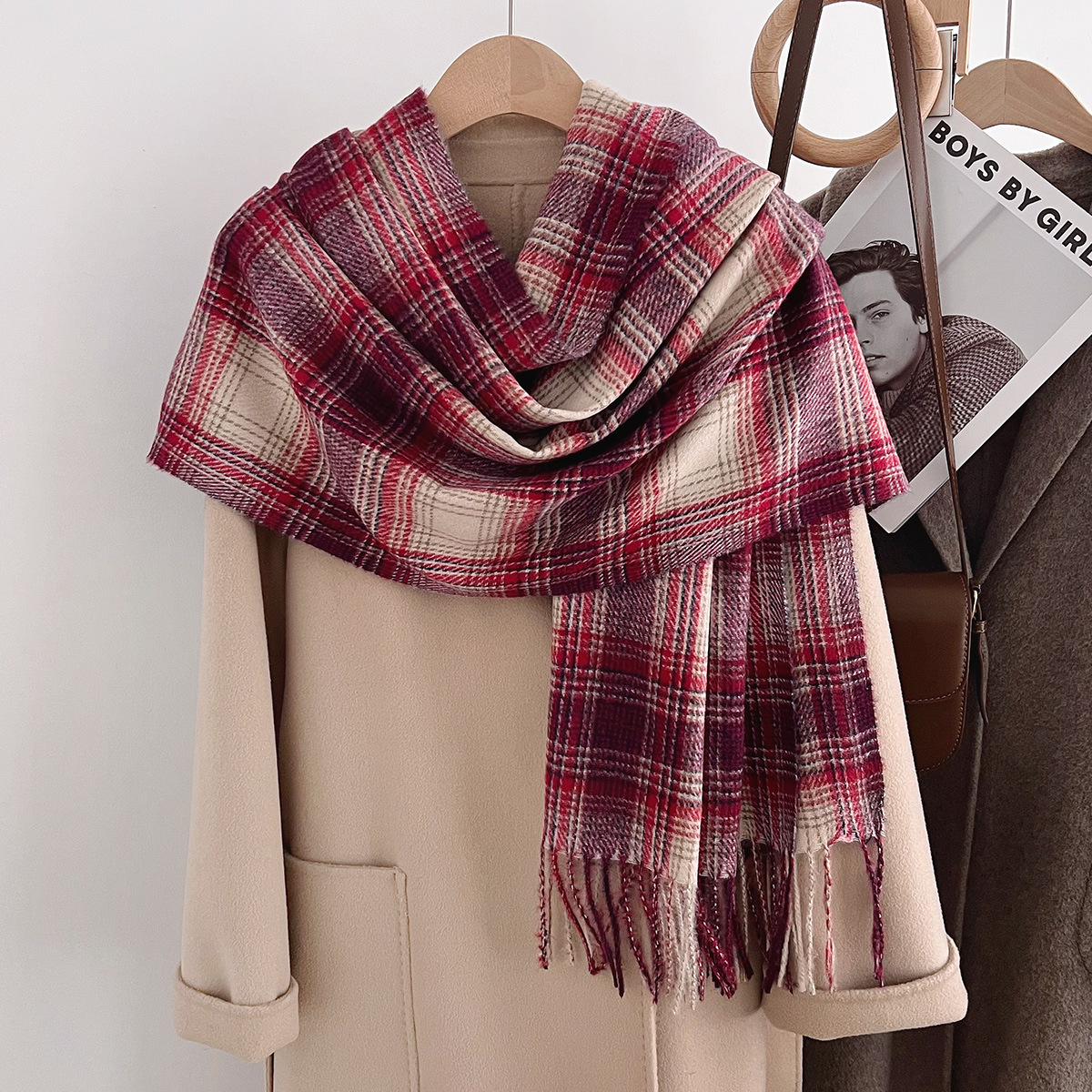 Marque de luxe Plaid cachemire écharpe femmes hiver chaud Pashmina britannique classique treillis gland Echarpe silencieux dame châles