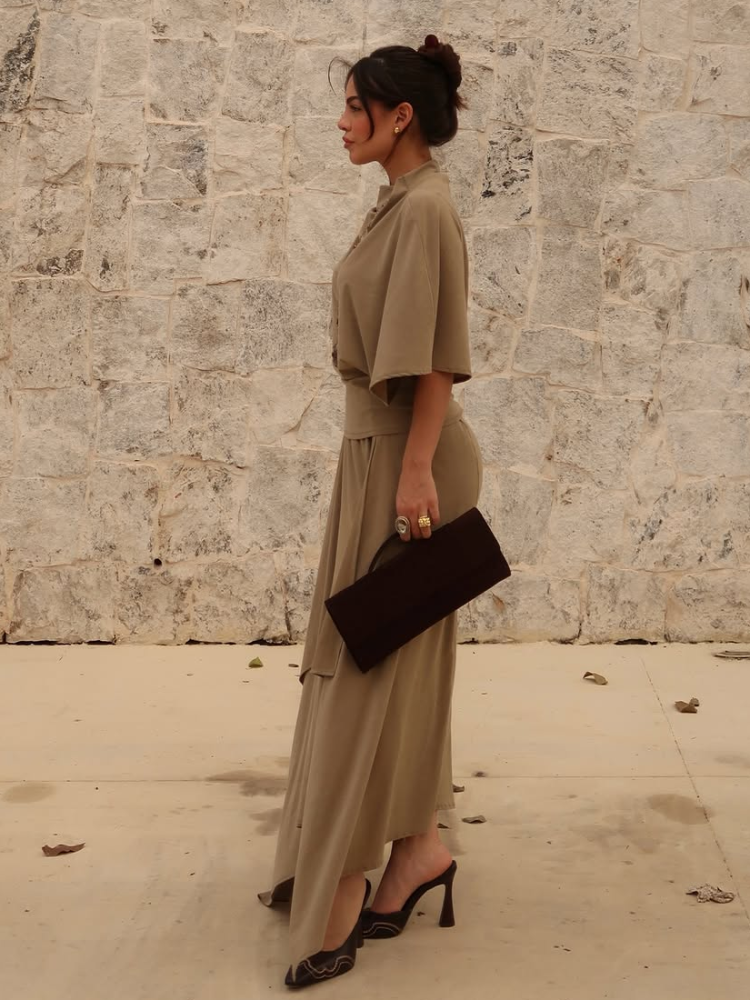 Ensembles Jupe et Haut Femme – Haut Manches Courtes Chauve-Souris Uni et Jupe Longue Irrégulière – Tenues Printemps Chic et Ajustées pour Dames – Nouveaux Vêtements de Club