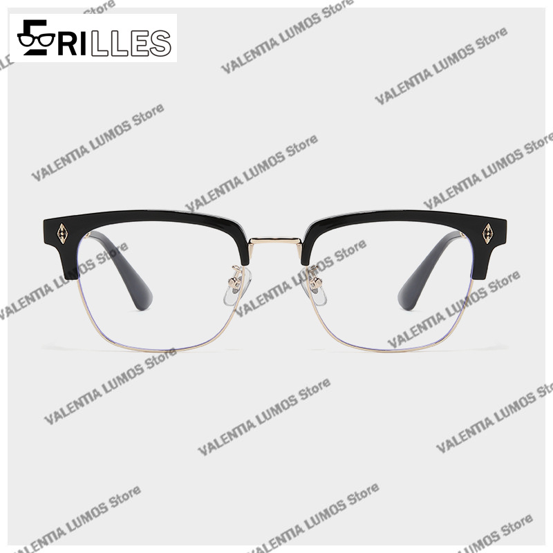 Lunettes à monture TR surdimensionnées à la mode pour hommes, blocage de la lumière bleue, design d'accent en métal - Lunettes de mode haut de gamme