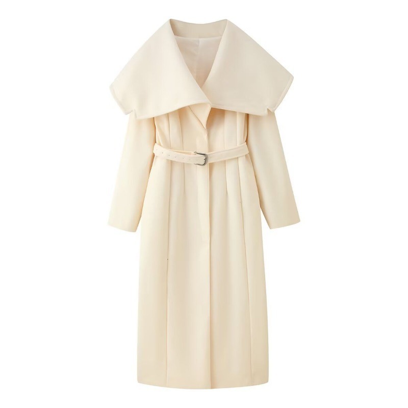 Automne et hiver vêtements pour femmes mode tempérament revers avec ceinture longue manteau en laine veste design sens polyvalent