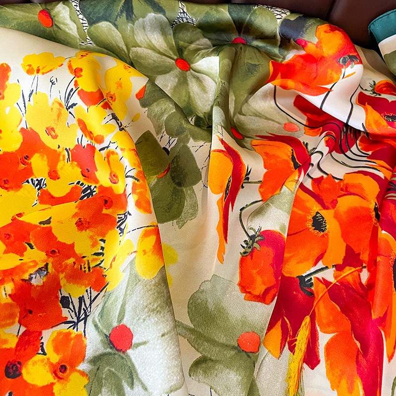 Nouveau Foulard carré en soie femmes concepteur imprimé fleuri foulards en Satin pour dame Foulard Bandana écharpes femme Foulard 90 cm Hijab