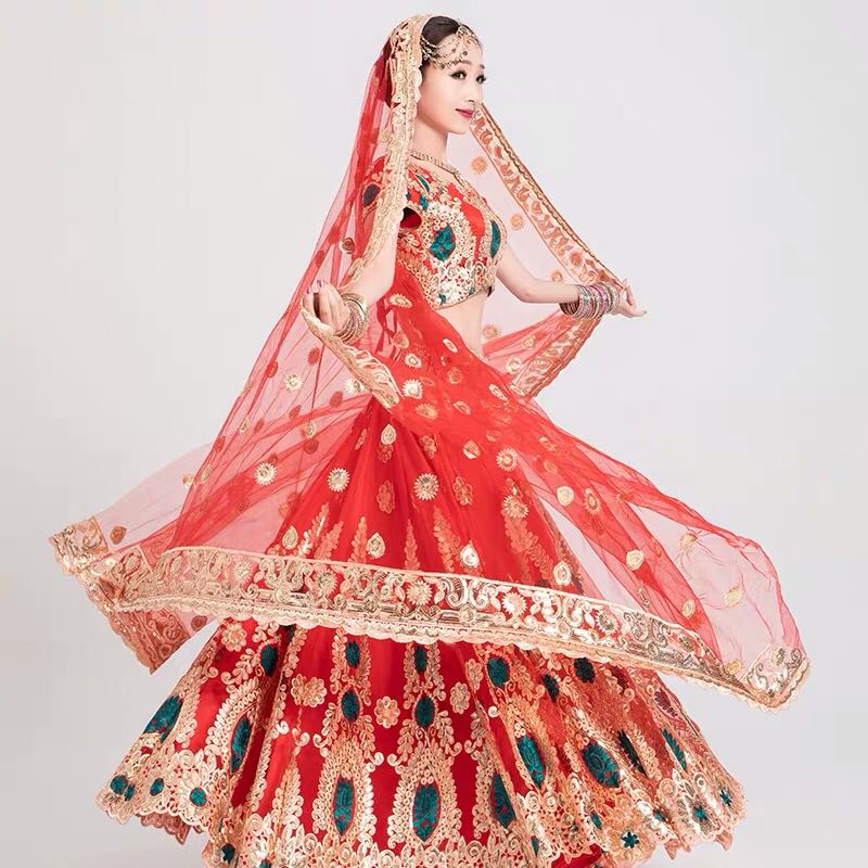 Écharpe Saree Indienne Brodée Multicolore pour Femme Adulte, Performance sur Scène, Accessoires Élégants, brevdu Ventre, DQL6631