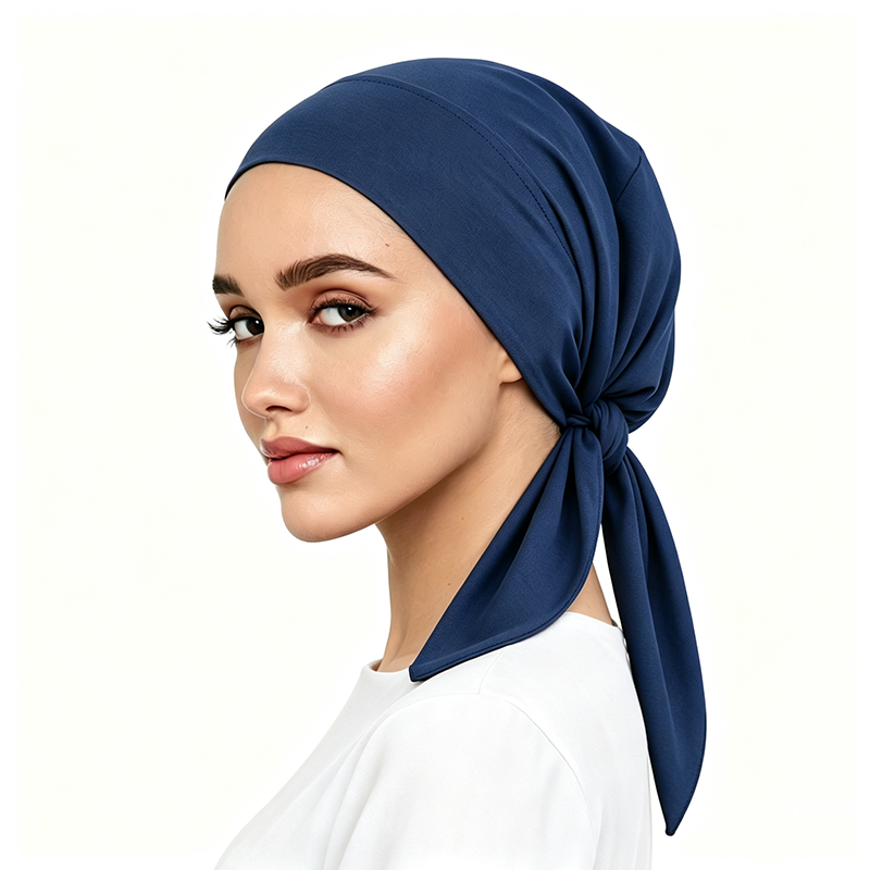 Nouveau Turban en Tissu Élastique Double Couche, Bonnet Musulman Pré-Noué, Hijab, Foulard, Bonnet Doux pour Femme, Bonnet Chimiothérapie pour Perte de Cheveux