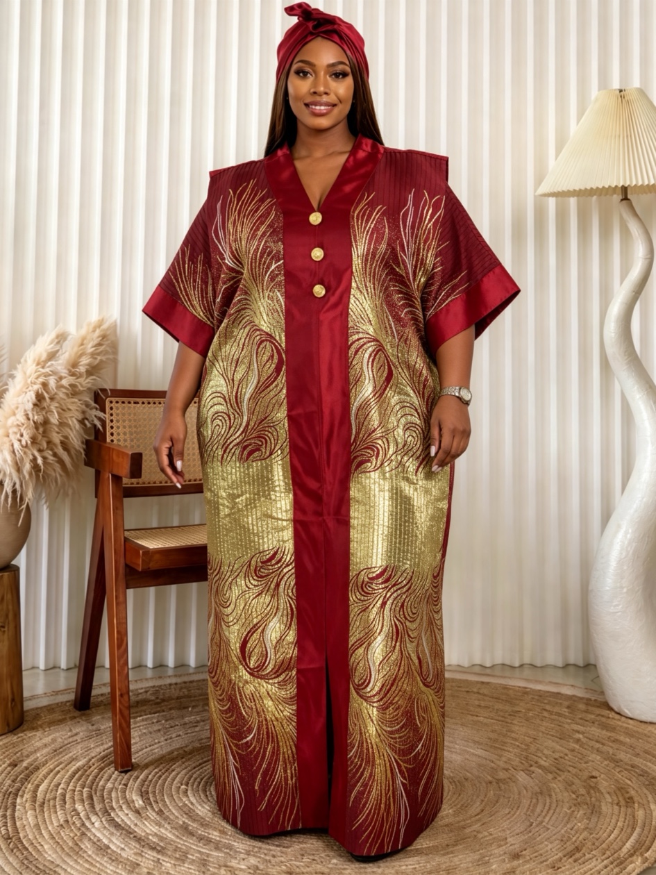 Robe traditionnelle du Moyen-Orient à motif traditionnel, grande taille, avec écharpe assortie, robe longue africaine ample, abaya musulmane, islamique