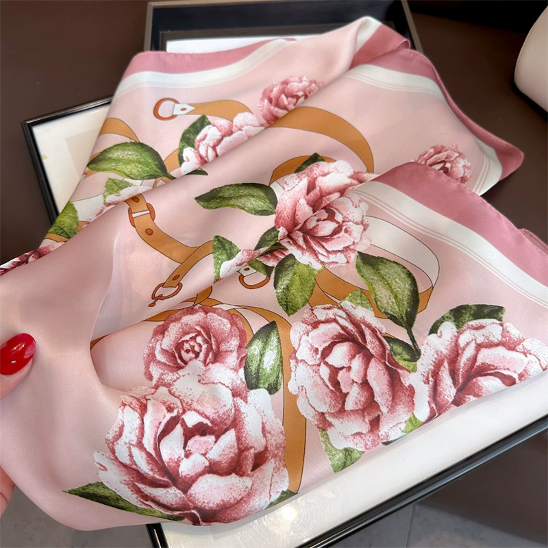 70cm cheveux impression été soie sentiment écharpe pour les femmes mode cou cravate sac à main Foulard poignet Foulard châle enveloppes Hajib