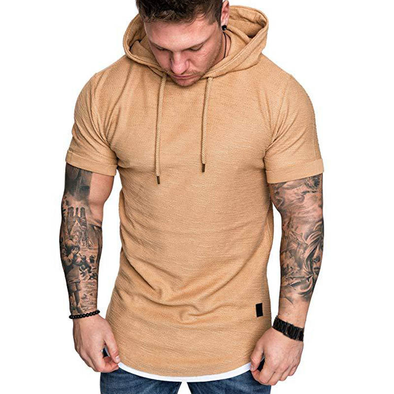 T-shirt pour homme, vêtements d'été pour homme, t-shirt décontracté à capuche uni, t-shirt à manches courtes pour homme, streetwear, tee-shirt homme