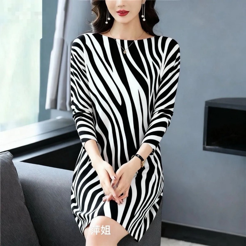 Robe T-Shirt ample à manches longues et col bateau pour femmes, mode européenne et américaine décontractée, imprimé léopard