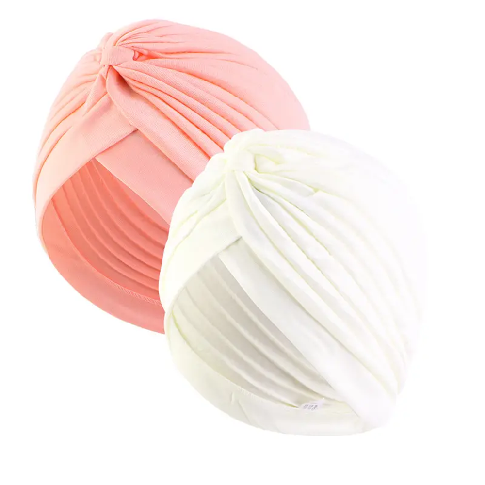 Lot de 2 turbans plissés pour femme, bonnets doux et extensibles pour la perte de cheveux (thérapie chimio), foulards hijab musulmans, couvre-chefs quotidiens tendance