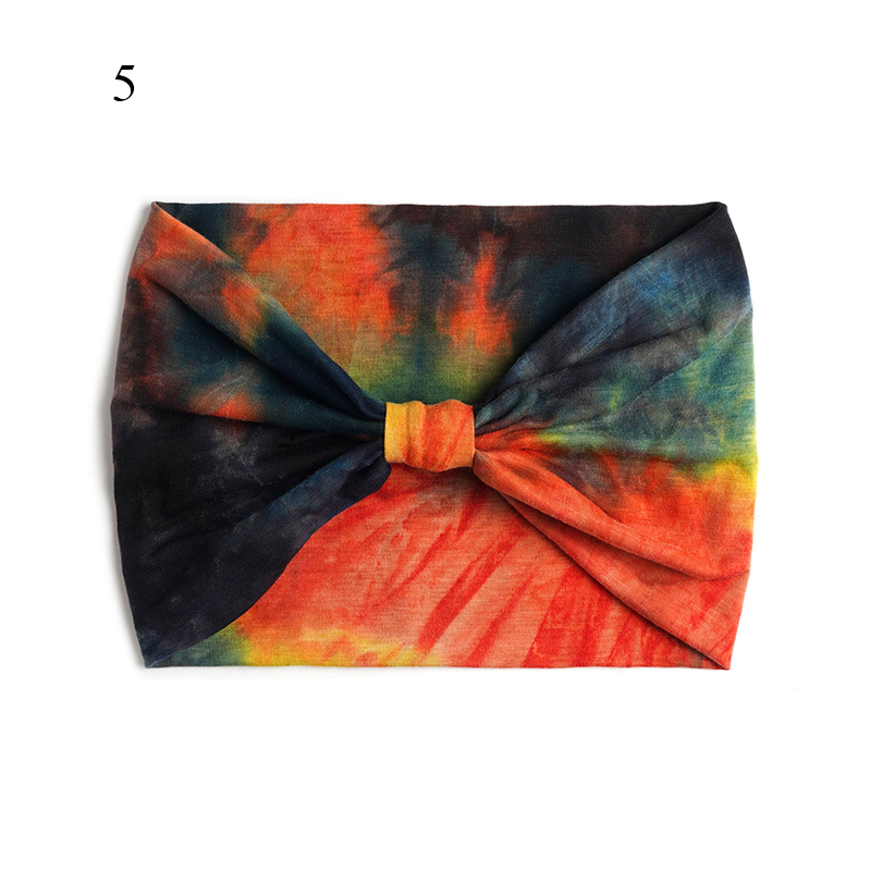 Tie-dye Boho noeud Turbans Yoga élastique tête enveloppement femmes bandeau large bandeaux chapeaux Bandanas mode bandeau accessoires